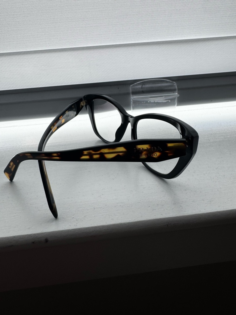 Prada Black Cat-Eye Glasses with Tortoiseshell Temples - Picture 2 of 5